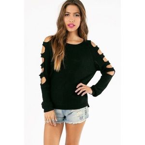 Express black cut out sleeve sweater extra small